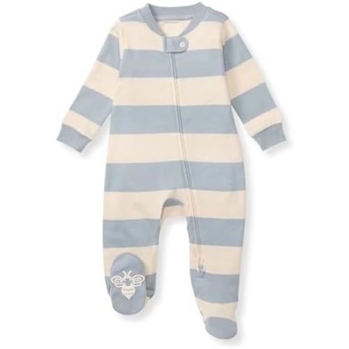 Burt's Bees Baby Baby Girls Pajamas, Zip Front Non-Slip Footed Sleeper Pjs, 100% Organic Cotton
