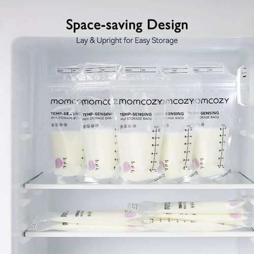 Momcozy Breastmilk Storage Bags, 200PCS Value Pack, Temp-Sensing Discoloration Milk Storing Bags for Breastfeeding, Presterilized, Hygienically Doubled-Sealing, for Freezing, 6 Ounce - 200 Count