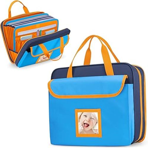 Baby Document Organizer, 9 Expandable Folders for Newborn, Baby Briefcase File Organizer with Customized Photo and Name Areas