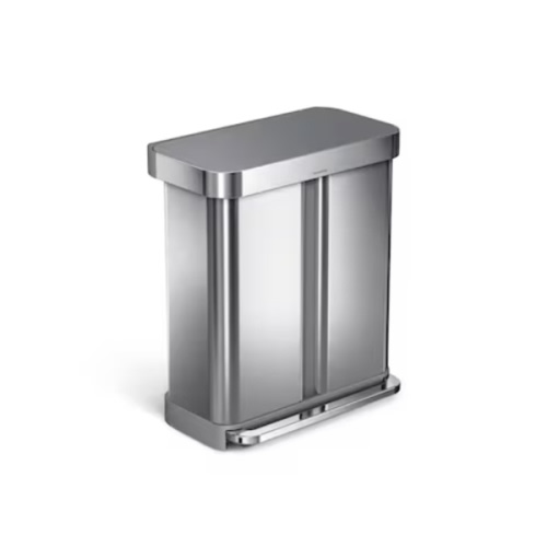 simplehuman 58-Liter Brushed Stainless Steel Indoor Kitchen Step Trash Can CW2209 at Lowes.com