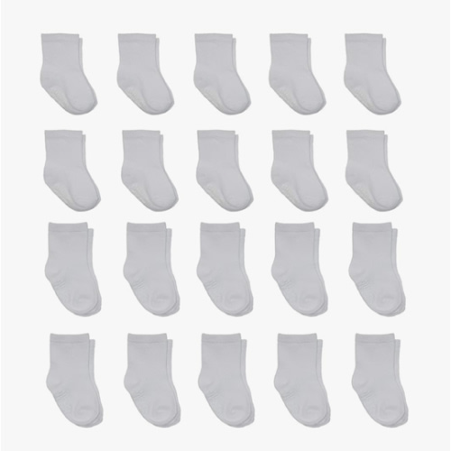 Little Me 20-Pack Newborn Baby Infant & Toddler Unisex Socks, 0-12/12-24 Months, Assorted Size Pack, White