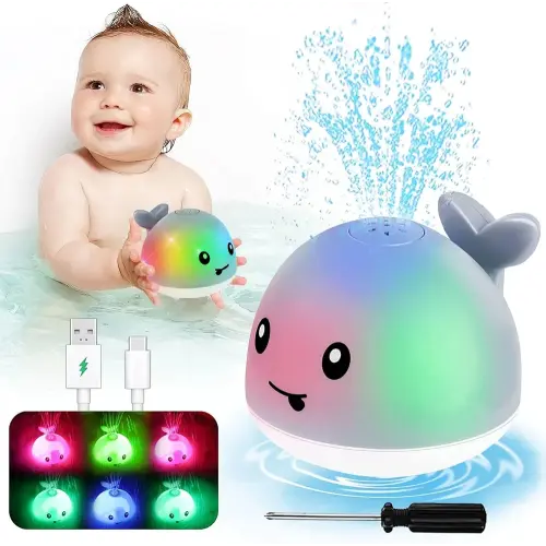 Toddla Whale Bath Toy Sprinkler - Bath Toys for Toddlers 1-3 - Light Up Water Whale Bath Toy - Bathtub Toys for Infants 6-12 Months Toddlers Age 2-4 Birthday Gift for 1 2 3 4 5 Year Old Boys Girlds