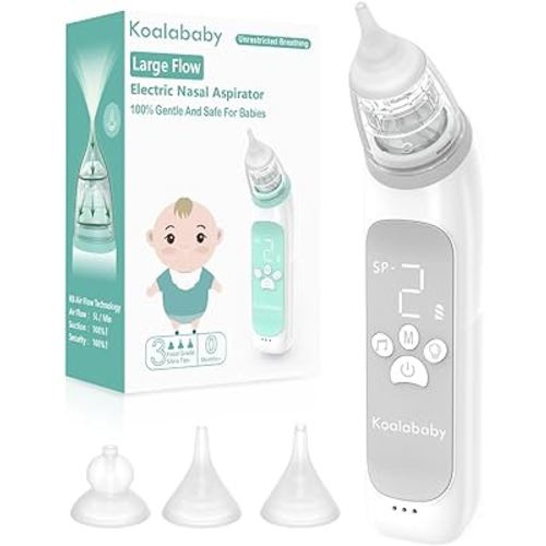 Large Flow Electric Nasal Aspirator, Newest Nose Sucker for Baby, Nose Cleaner for Toddlers with 3 Suction Levels, Soothing Music and Light