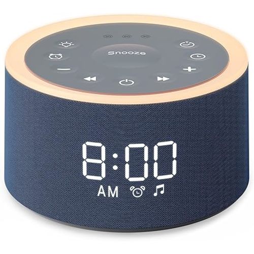 Dreamegg D1+ Sound Machine & Alarm Clock - Sound Machine for Sleep, White Noise Machine with 29 Soothing Sounds, Night Light, 0-100% Dimmable, White Noise Alarm Clock for Bedrooms Adults Baby, Blue