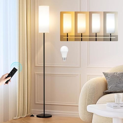 Ambimall Floor Lamps for Living Room, 64" Modern Floor Lamp with Remote Control and Stepless Dimmable Colors Temperature & Brightness, Standing Lamps for Living Room Bedroom Office, 9W Bulb Included