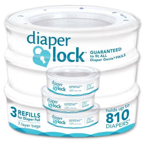Diaper Genie Expressions Pail White, Odor-Controlling Infant Diaper Disposal System, One Pail/Refill