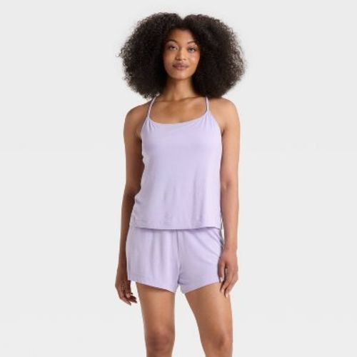Women's Cloud Knit Tank Top and Shorts Pajama Set - Auden™ Light Purple XL