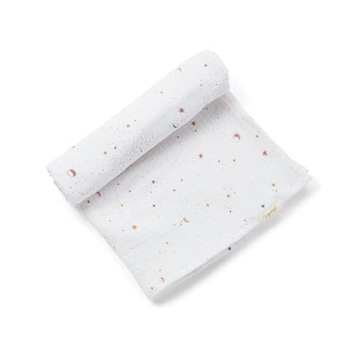 PEHR Muslin Cotton Swaddle, Celestial | Organic Baby Blanket | Ultra-Soft & Versatile | 47” x 47”