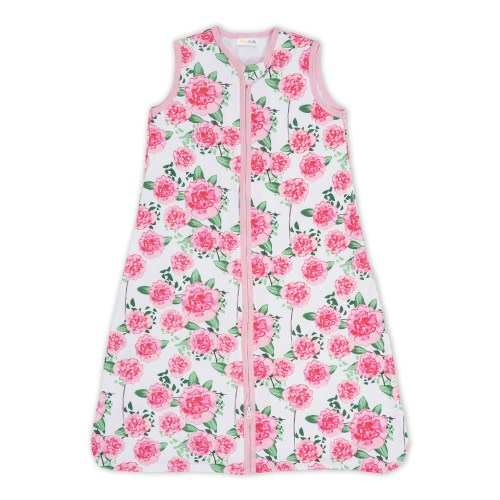 Baby Sleep Sack, 100% Organic Cotton Wearable Blanket, 2-Way Zipper Sleeping Sack (Peony Print)