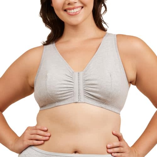 LEADING LADY Meryl Cotton Front-Closure Comfort & Sleep Bra - Comfy Cotton Sleep and Leisure Bras for Women