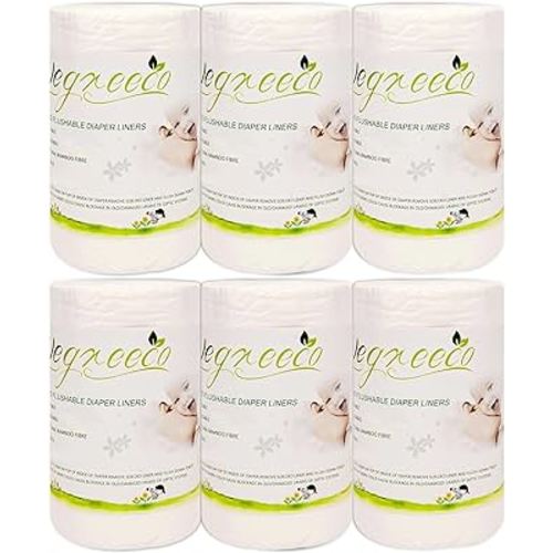 wegreeco Cloth Diaper Liners Disposable - Unscented Diaper Liners,Fragance Free Cloth Diaper Liners - 100 Sheets Per Roll (6 Roll)