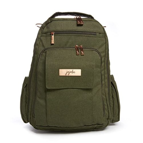 JuJuBe Diaper Bag, Travel Backpack with Portable Changing Pad, Stroller Hooks & Pockets for Baby Bottles, Diapers, Pacifier, Wipes, Snacks, & Daily Essentials, Mommy Carrier, Be Right Back - Olive - Olive Chromatics