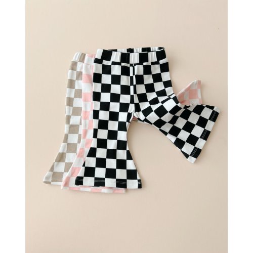 Checkered Flare Pants | Black