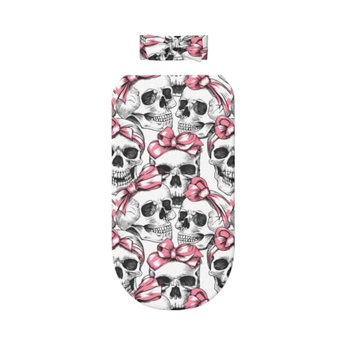 KiuLoam Pink Bow Skull Newborn Swaddle Set with Matching Bow, Baby Girl Newborn Receiving Swaddle Blanket Nursery Swaddle Wrap Toddler Warm