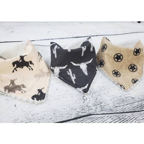 Cowboy Baby Bib - Western Baby Bib - Bandana Bib - Horse Baby Bib - Longhorn Baby Bib - Western Baby Gift - Cowboy Baby Gift - Baby Bibs