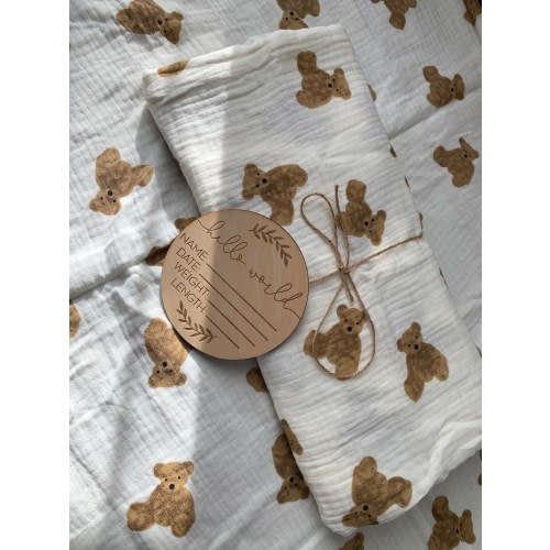 Teddy Bear Muslin Blanket Cotton Super Soft And Breathable For Baby Girl/Boy Neutral Crib Sheet ,Nursing Cover, New Baby Shower Gift