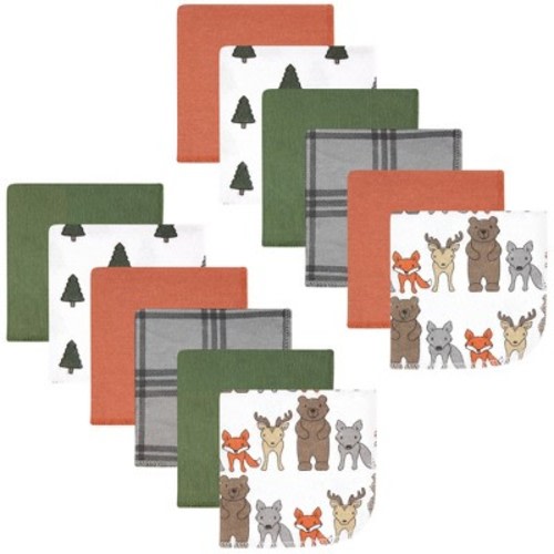 Hudson Baby Infant Boy Flannel Cotton Washcloths, Wild Forest 12-Pack, One Size