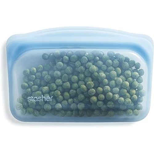 Stasher Platinum Silicone Food Grade Reusable Storage Bag, Blue (Snack) | Reduce Single-Use Plastic | Cook, Store, Sous Vide, or Freeze | Leakproof, Dishwasher-Safe, Eco-friendly | 12 Oz