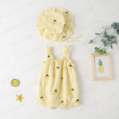 Baby Pineapple Stap Bodysuit with Hat