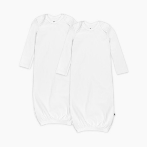 Honest Baby Clothing 2-Pack Organic Cotton Sleeper Gowns - Bright White, 0-6 M, 2