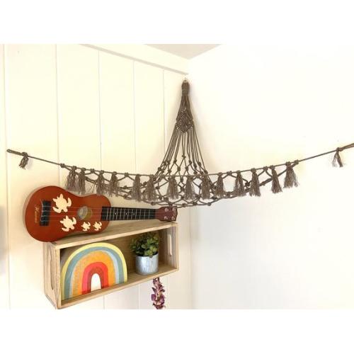 Macrame Toy Hammock with Fringe, corner hammock, kids room storage, boho storage, stuffed animal hammock *More Colors*
