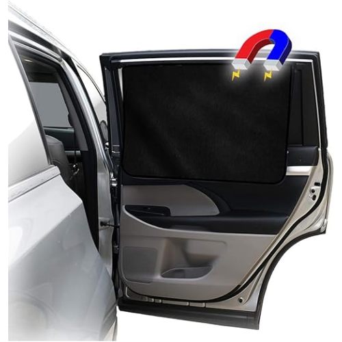 ggomaART Car Side Window Sun Shade - Universal Reversible Magnetic Curtain for Baby and Kids with Sun Protection Block Damage from Direct Bright Sunlight, and Heat - 1 Piece of Solid Black