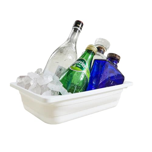 Beright Collapsible Storage Bin, Wash Basin Folding Dish Tub Sink, Space Saving for Dishing, Fruit and Camping, Hiking and Home, White, Large, 1 Pack
