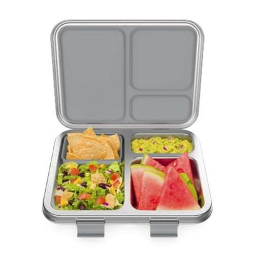 Bentgo Kids Stainless Steel Leak-Resistant Lunch Box - Bento-Style, 3 Compartments, and Bonus Silicone Container for Meals On-the-Go - Eco-Friendly, Dishwasher Safe, BPA-Free (Blue)
