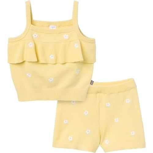Modern Moments by Gerber Girls' Baby and Toddler Jersey Sweater Knit 2-piece Short Set