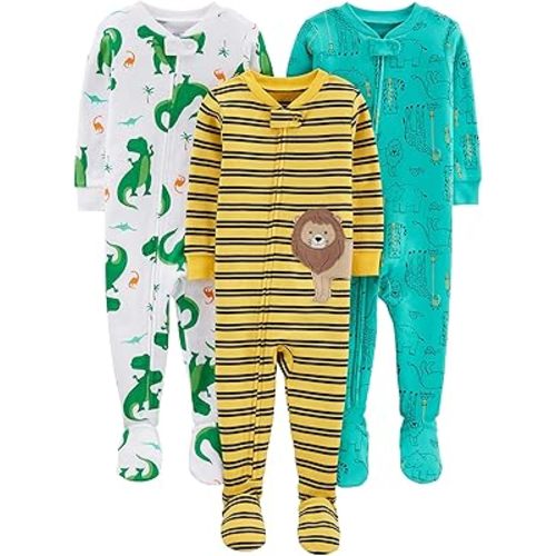 Simple Joys by Carter's baby-boys 3-pack Snug Fit Footed Cotton Pajamas