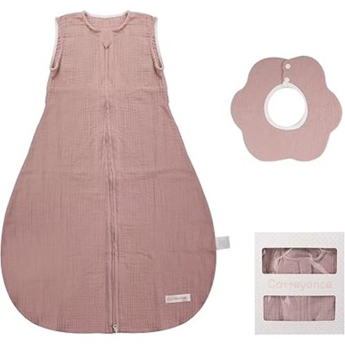 Baby Wearable Blanket, Cotton Sleep Sacks + Feeding Bib Set, Unisex Sleeping Bag Sack.