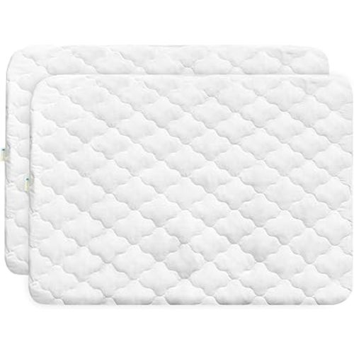 Bamuho 2 Pack Waterproof Pack and Play Sheets Fitted Quilted, 100% Cotton Pack and Play Mattress Protector, Fits Graco Pack n Play, Baby Portable Mini Cribs, Gourd Pattern Quilted - 39" x 27"