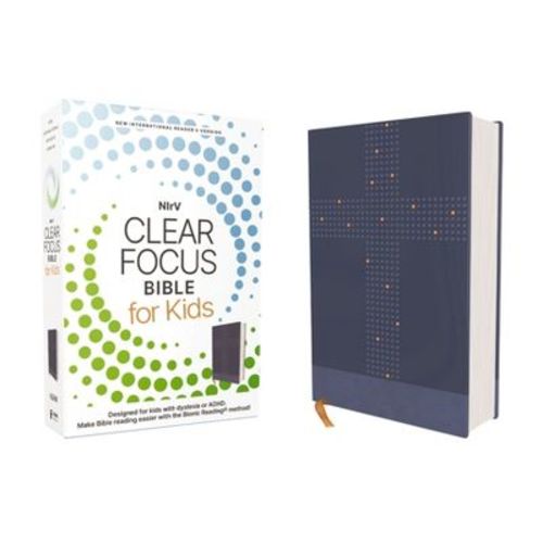 Nirv, Clear Focus Bible for Kids (Help Kids with ADHD or Dyslexia Read with Confidence), Leathersoft, Blue - by Zondervan (Leather Bound)