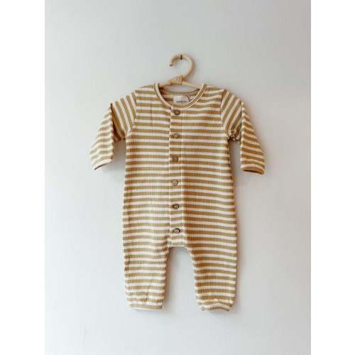 Eadaie Mustard Stripe Waffle Onepiece | Garmentory