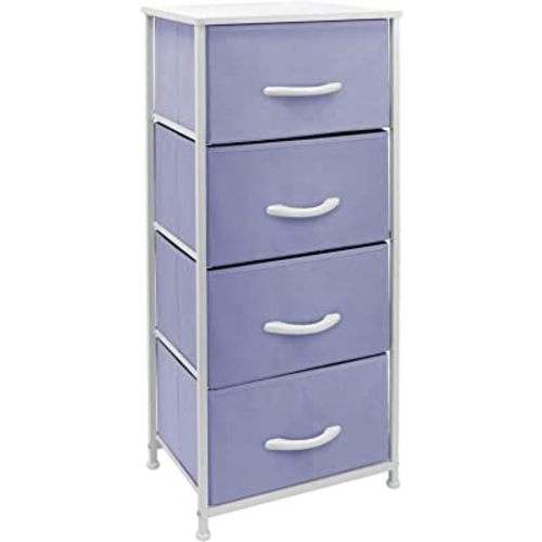 Sorbus Dresser Storage Tower, Organizer Drawers for Closet Boys & Girls Bedroom, Bedside Furniture, Chest for Home, College Dorm, Steel Frame, Wood Top, Fabric Bins (Purple)