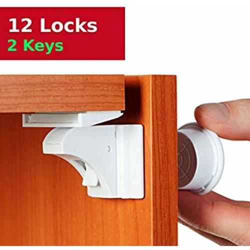 BABY TRUST Baby Proofing and Child Proof Magnetic Cabinet Locks (12 Locks) for Child Safety | Cabinets, Cupboards and Drawers | No Screws and Hidden