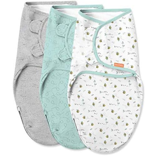 SwaddleMe Easy Change Swaddle – Size Small/Medium, 0-3 Months, 3-Pack (Little Bees)