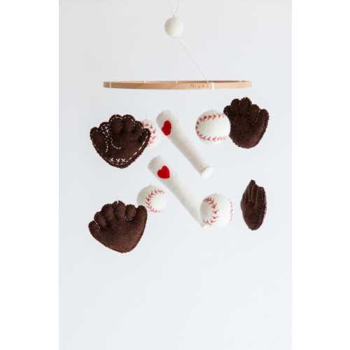 Handmade Baseball Mobile: Wool Felt Bats, Gloves, Balls