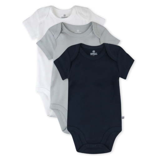 Honest Baby Clothing Baby Boy or Girl Gender Neutral Organic Cotton Short Sleeve Bodysuits, 3 Pack (Preemie-24 Months)