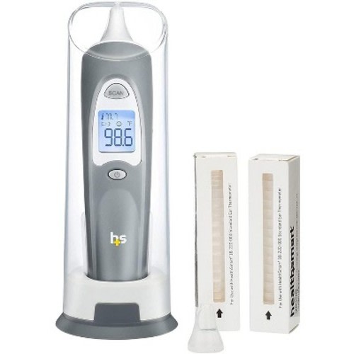 HealthSmart Digital Ear Thermometer for All Ages – Fast Infrared Results, Fever Indicator & 30 Covers