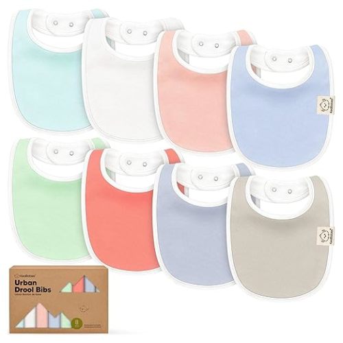 8-Pack Organic Baby Bibs for Boys, Girls - Soft Cotton Drooling and Teething Bibs for Baby Girl & Boy, Extra Absorbent, Easy To Clean & Put On for Toddler, Newborn, Infant 0-24 Months (Sweet Charm)