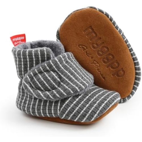 GDSDYM Baby Booties Cozy Fleece Slippers Soft Baby Shoes With Gripper Soles, Winter Warm Infant Newborn Crib Sock Shoes First Walkers