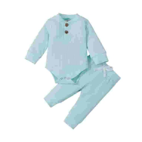 jaweiw Newborn Baby Boy Girl Clothes Ribbed Knitted Cotton Long Sleeve Romper Long Pants Solid Color Fall Winter Outfits