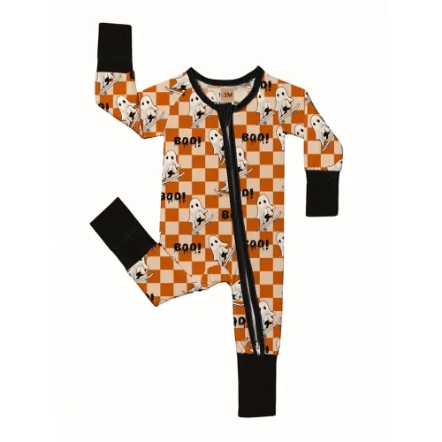 1-3 Orange Halloween soft bamboo fiber baby clothing zipper long sleeve footed - Temu