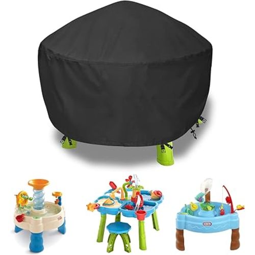 Kids Water Table Cover Spiralin' Seas Waterpark Play Sand Water Table Outdoor Toys Cover 34X34X18 inch-Black