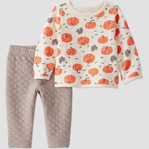 Little Planet By Carter's Organic Baby 2pc Quilted Pumpkin Set - Cream