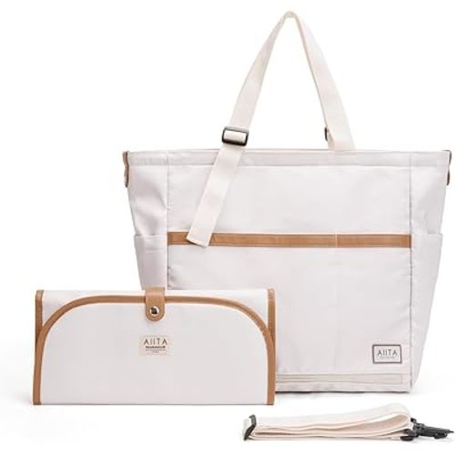 Diaper Bag Tote,Baby Diaper Bags,Convertible Diaper Bag Backpack,Crossbody Tote Bag for Women,Stylish Shoulder Bag with Changing Pad,Baby Registry, Work Tote,Travel Gym Bag,White