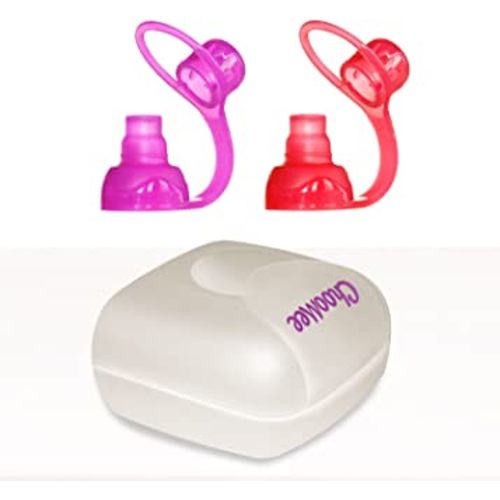 ChooMee SoftSip Food Pouch Tops | Red Purple + White Travel case | Prevent Spills and Protect Childs Mouth