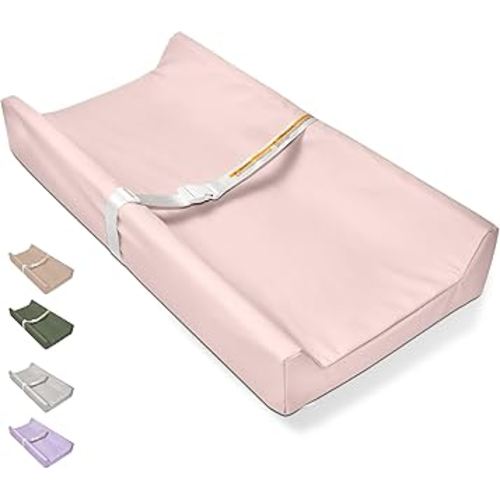 Baby Changing Pad, Wipeable Changing Pad, Diaper Changing Pads, Pink Vegan Leather Waterproof Changing Table Topper for Dresser and Table