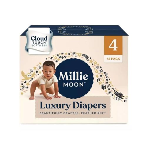 Millie Moon Luxury Diapers (Size-4 and Count-72) White(Pack of 1)